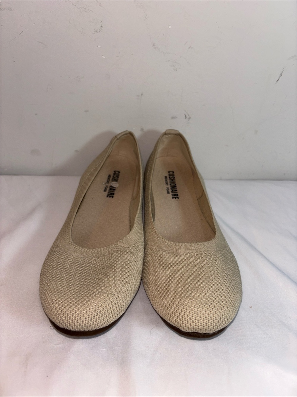 Cushion wire Beige Knit Ballet Flats - Women's Comfortable Slip-On. 7/11